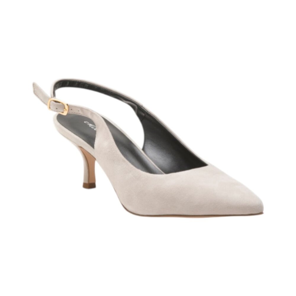 MIRROR Ivory Slingback Heeled Shoe With Pointy Toe